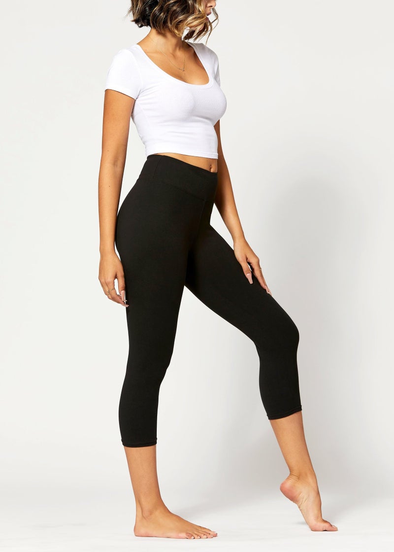 Conceited Capri Leggings for Women - High Waisted - Soft - Casual - Black - Small - Medium - Image 4
